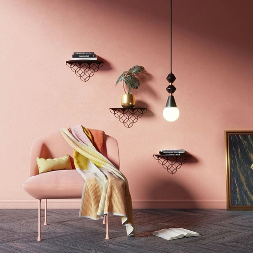 Nowoczesna półka ścienna na książki Holo czarna metalowa 37 cm POLYHEDRA do salonu