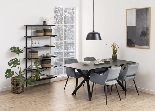 Krzesło do jadalni Ranja Actona tapicerowane szare z podłokietnikami nowoczesne glamour