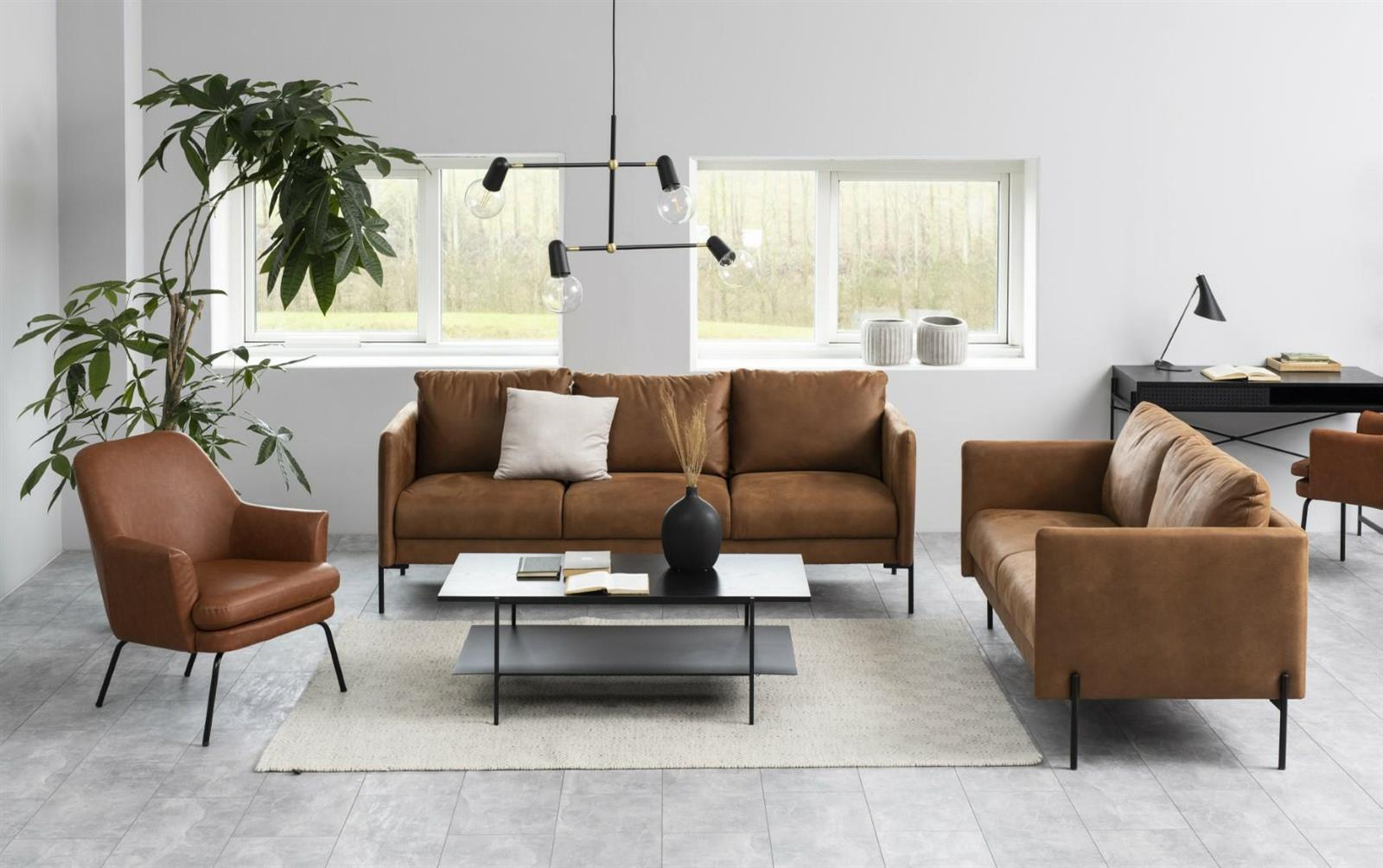 Stolik kawowy Angus czarny prostokątny z półką nowoczesny loftowy do salonu Actona