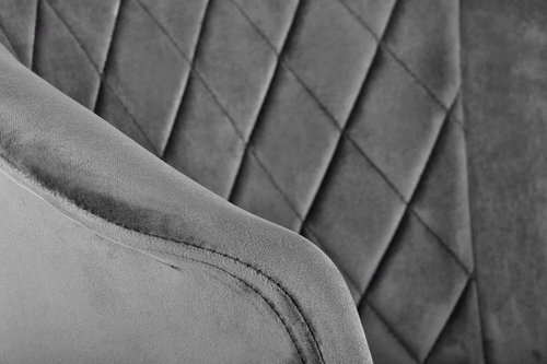 Krzesło tapicerowane Auger szare welurowe z podłokietnikami do jadalni glamour Intesi