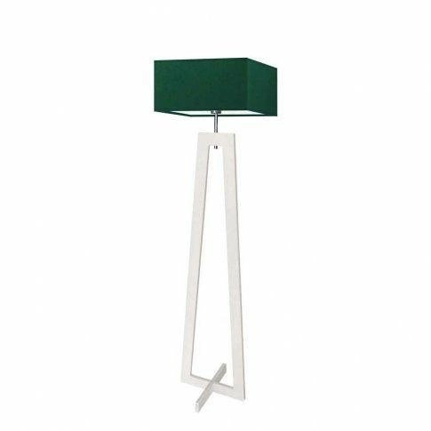 Lampa podłogowa JAWA abażur zieleń butelkowa stelaż biały