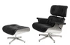 Fotel Vip Lounge Chair skórzany czarny z podnóżkiem obrotowy nowoczesny do salonu
