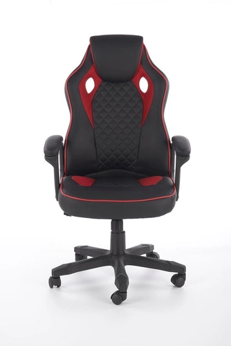 Fotel gamingowy ergonomiczny Fabi Intesi czarno-czerwony skórzany obrotowy do biurka