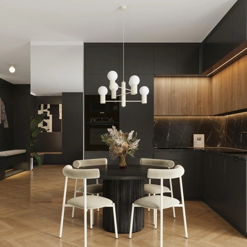 Nowoczesny żyrandol HALO 6 beżowy do salonu i jadalni z aluminium