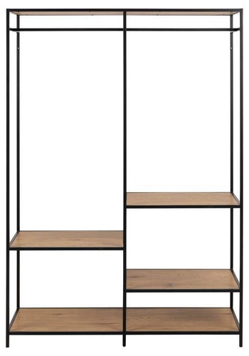 Nowoczesny stojący wieszak na ubrania z półkami Seaford dąb czarny do przedpokoju Actona