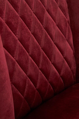 Krzesło do jadalni Emmy tapicerowane welur bordowy nowoczesne pikowane na czarnych nogach Intesi