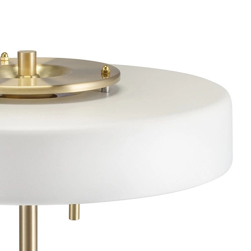 Lampa stołowa ARTDECO biała i złota glamour do salonu i sypialni z kloszem ze szkła 47 cm