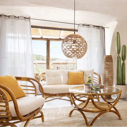 Lampa wisząca kula boho Sand 38cm naturalna do salonu i jadalni Atmosphera