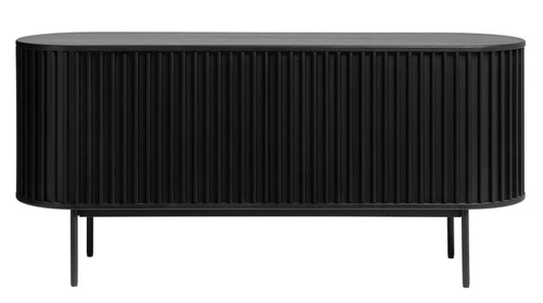 Komoda Siena czarna ryflowana 160 cm nowoczesna komoda do salonu