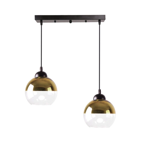 Lampa wisząca Contessa czarny 2x40 E27  klosz złoty