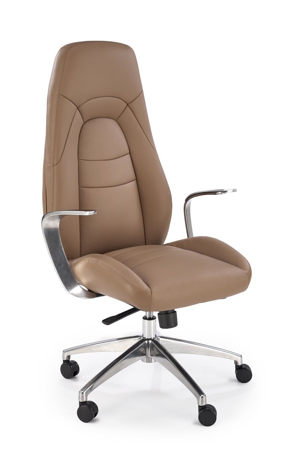 Fotel biurowy ergonomiczny obrotowy Nolvia cappuccino skórzany z podłokietnikami do biura