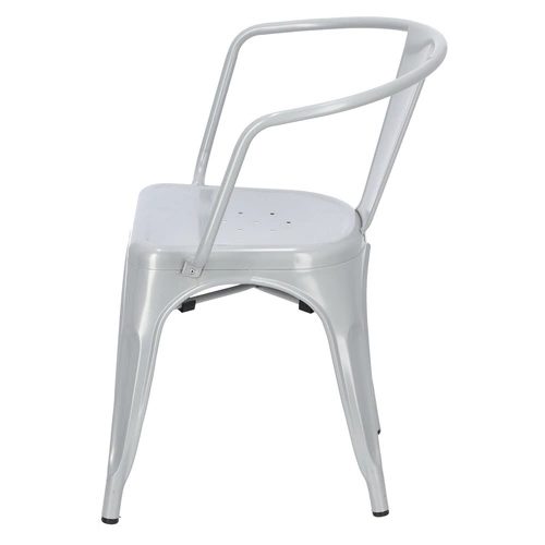 Krzesło metalowe Paris Arms szare do jadalni i kuchni z podłokietnikami inspirowane Tolix