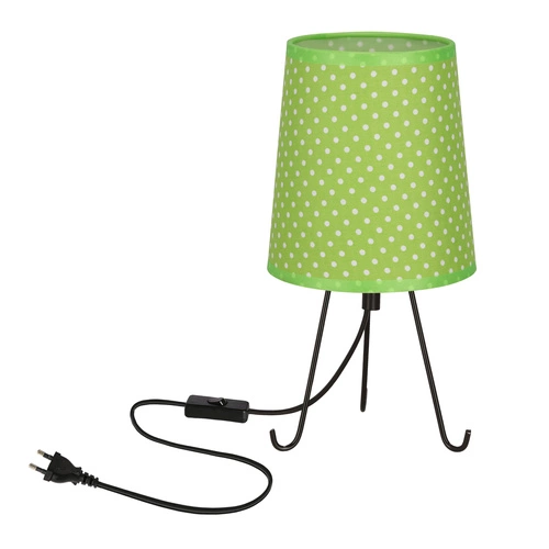 Lampka nocna do sypialni Smally nowoczesna zielona z abażurem w kropki CANDELLUX 30 cm
