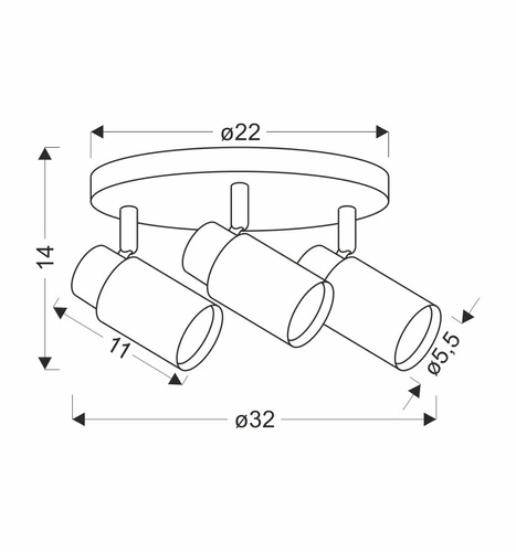 Plafon sufitowy Claro biały nowoczesny drewniany 3x15W regulowany do salonu i kuchni