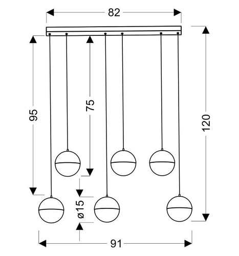 Lampa wisząca LED Furni szara nowoczesna 6-punktowa do salonu i jadalni 91 cm