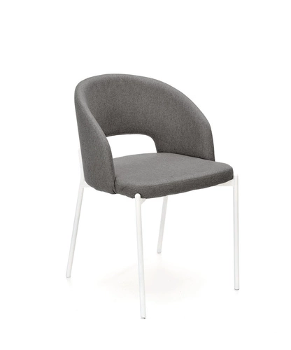 Krzesło tapicerowane Marthe szare Intesi nowoczesne do jadalni z podłokietnikami