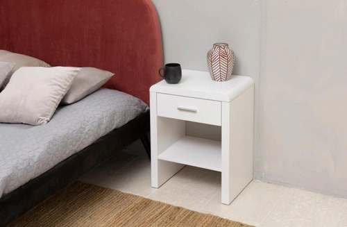 Szafka nocna biała z szufladą 45 cm nowoczesna Actona Supernova – elegancki stolik nocny