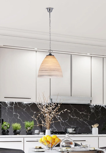 Lampa wisząca Scordia chromowy 1x60W E27 klosz biały+srebrny