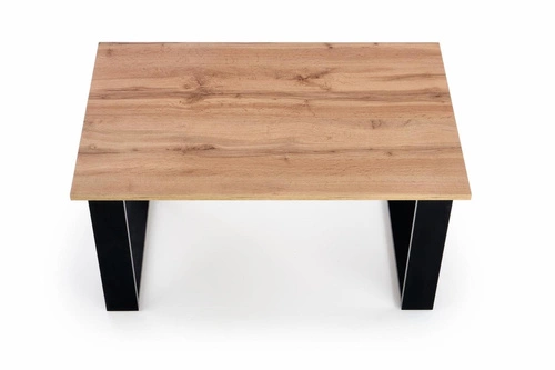 Stolik kawowy Fadan prostokątny do salonu nowoczesny loft dąb wotan czarny 100x64 cm