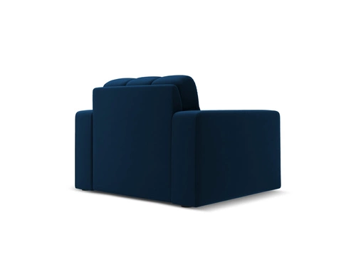 Fotel wypoczynkowy Justin Royal Blue Velvet do salonu welur glamour z podłokietnikami niebieski