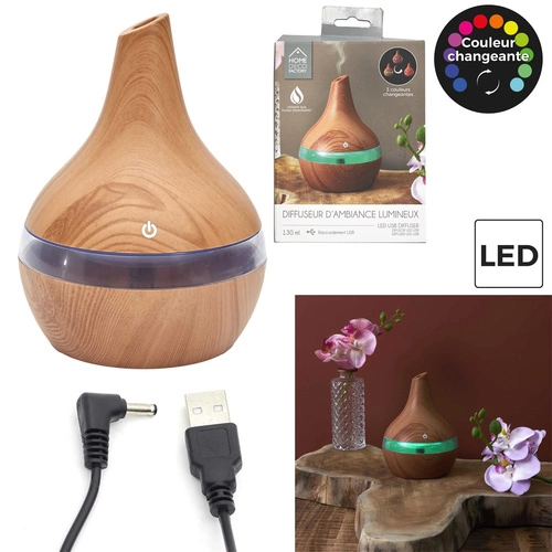 Elektryczny dyfuzor zapachowy Intesi naturalny z LED USB do domu i sypialni 130 ml