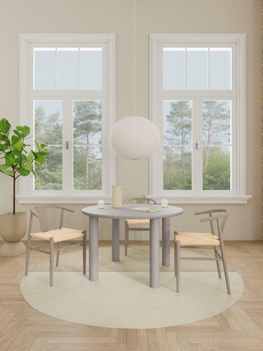 Stół okrągły Magee 120 cm szary nowoczesny do jadalni i salonu