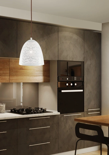 Lampa wisząca Bene biała ażurowa metalowa do salonu i kuchni regulowana wysokość