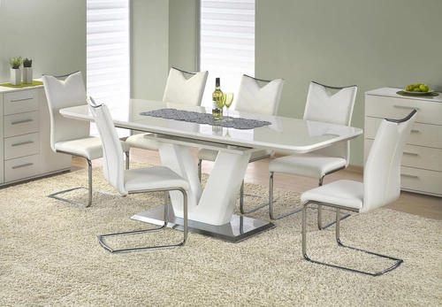 Stół rozkładany do jadalni Venom biały połysk nowoczesny glamour 160-220x90 cm Intesi