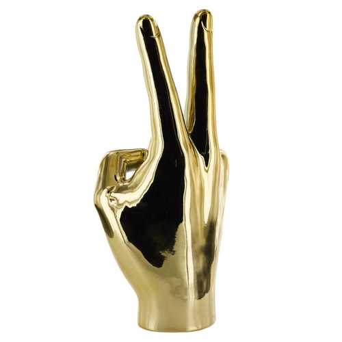 Figurka dekoracyjna Dłoń Victoria Intesi złota ceramiczna do salonu i biura 27 cm