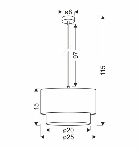 Lampa wisząca Sferia czarny 1x60W E27  abażur czarny+beżowy