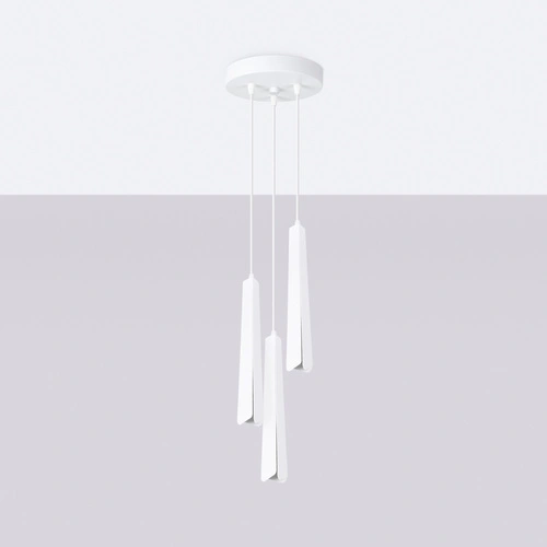 Lampa wisząca PRYSM 3P biała skandynawska 3-punktowa do salonu i nad wyspę