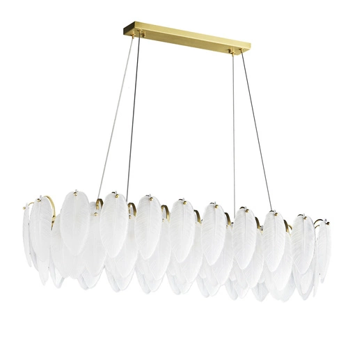 Lampa wisząca PIUMA LONG biała 100 cm szklana do salonu i nad stół glamour