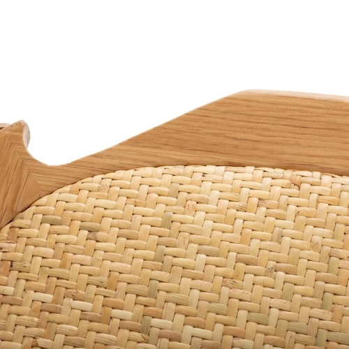 Krzesło drewniane Isak Atmosphera do jadalni rustykalne z rattanowym siedziskiem sztaplowane