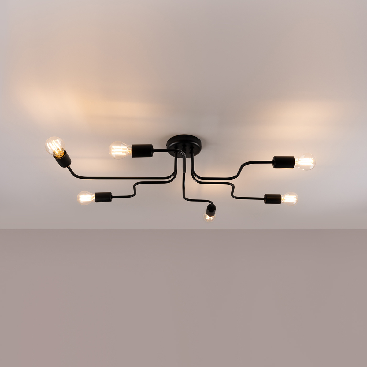 Żyrandol loftowy VECTOR 6 czarny lampa sufitowa do salonu i jadalni SOLLUX