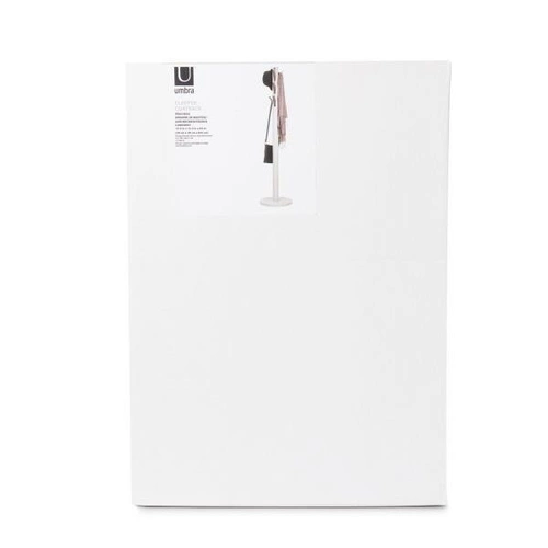 Wieszak stojący do przedpokoju Flapper Umbra biały nowoczesny drewniany z 9 haczykami