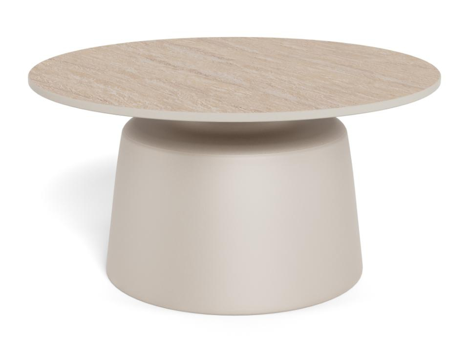 Stolik kawowy Santorini 70 okrągły beżowy ceramiczny do salonu