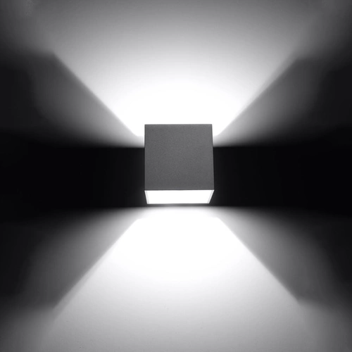 Kinkiet ścienny Quad szary nowoczesny aluminiowy do salonu i sypialni Sollux Lighting