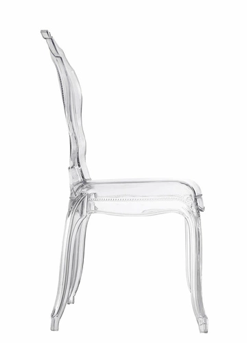Krzesło transparentne Queen Intesi do jadalni glamour z tworzywa sztaplowane łatwe w czyszczeniu