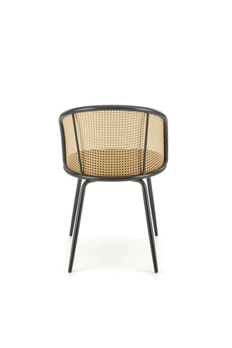 Krzesło tapicerowane welur Seraphine zielone do jadalni i salonu nowoczesne z oparciem rattan