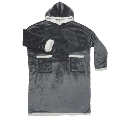 Intesi Snuddie bluzo koc polarowy szary na kanapę ciepły do salonu i sypialni