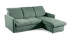 Nowoczesny narożnik Limi lewy z funkcją spania i pojemnikiem zielony do salonu