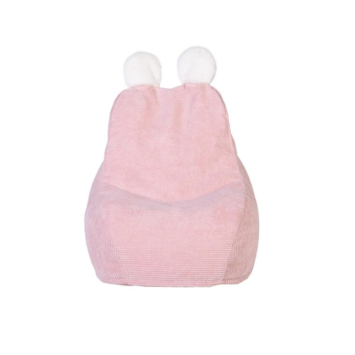 Pufa dla dzieci Lievre różowa sztruksowa z uszami do pokoju dziecka nowoczesna Intesi 55 cm