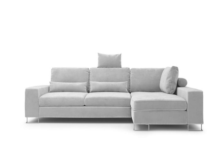 Narożnik z funkcją spania Diane Light Grey Velvet prawostronny