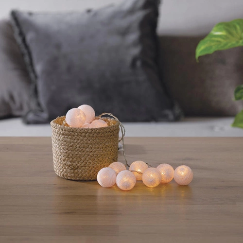 Girlanda świetlna cotton balls Atmosphera różowa LED na baterie do pokoju dziecięcego 255 cm