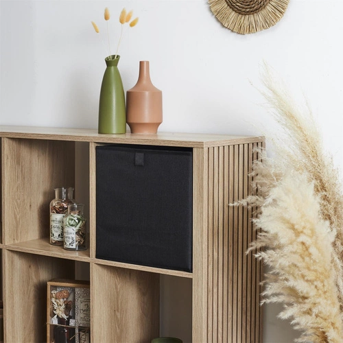 Intesi Poli czarne pudełko materiałowe 30x30 do regału składane dekoracyjne