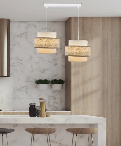 Lampa wisząca Calmi biały 2x40W E27  abażur biały+beżowy