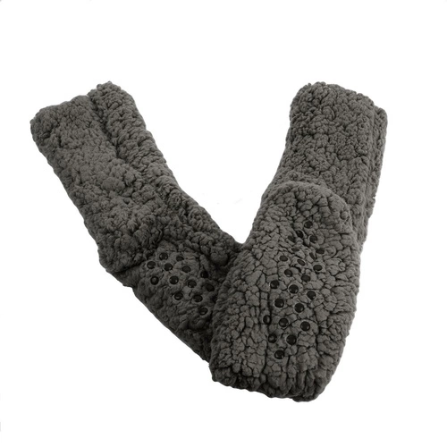 Skarpetki antypoślizgowe Intesi Sherpa szare ciepłe do domu nowoczesne na zimę