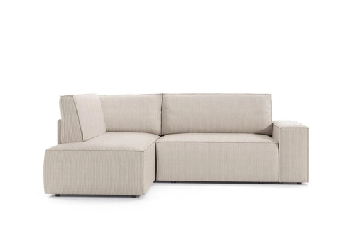 Narożnik z funkcją spania Molde L lewy sztruksowy beżowy do salonu z pojemnikiem