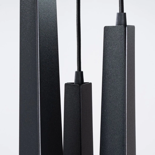 Lampa wisząca PRYSM 3P czarna nowoczesna stalowa 3-punktowa do salonu i nad wyspę