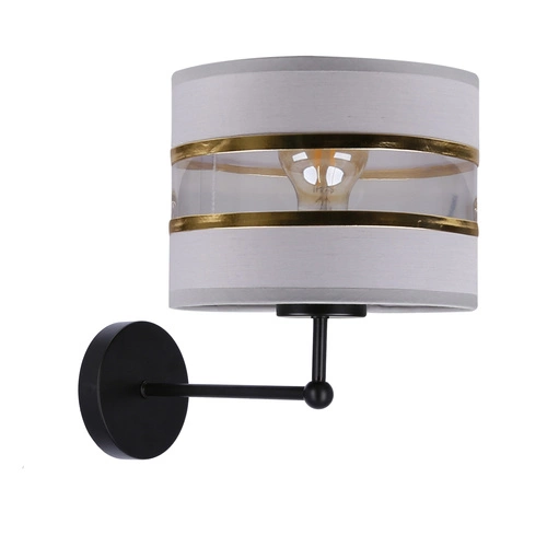 Kinkiet Andy lampa czarny 1x40W E27  abażur szary+złoty